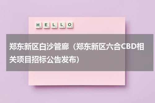 郑东新区白沙管廊（郑东新区六合CBD相关项目招标公告发布）