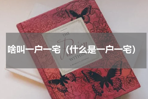 啥叫一户一宅（什么是一户一宅）
