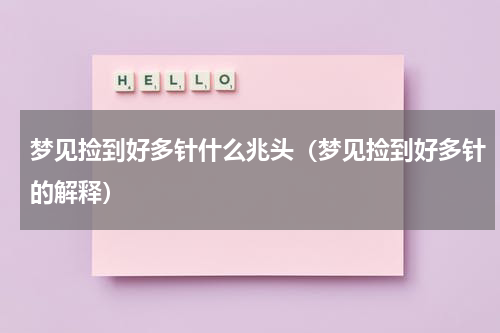 梦见捡到好多针什么兆头（梦见捡到好多针的解释）