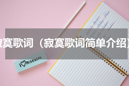 寂寞歌词（寂寞歌词简单介绍）