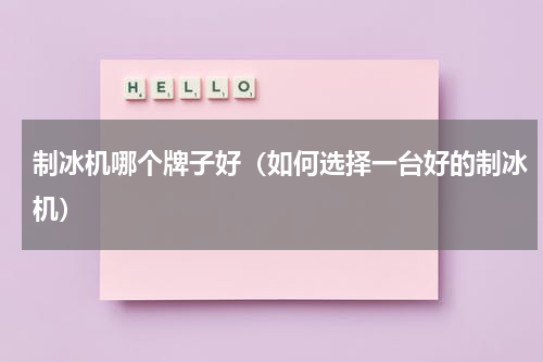 制冰机哪个牌子好（如何选择一台好的制冰机）