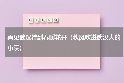 再见武汉待到春暖花开（秋风吹进武汉人的小院）
