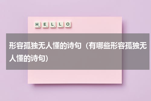 形容孤独无人懂的诗句（有哪些形容孤独无人懂的诗句）