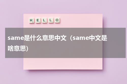 same是什么意思中文（same中文是啥意思）
